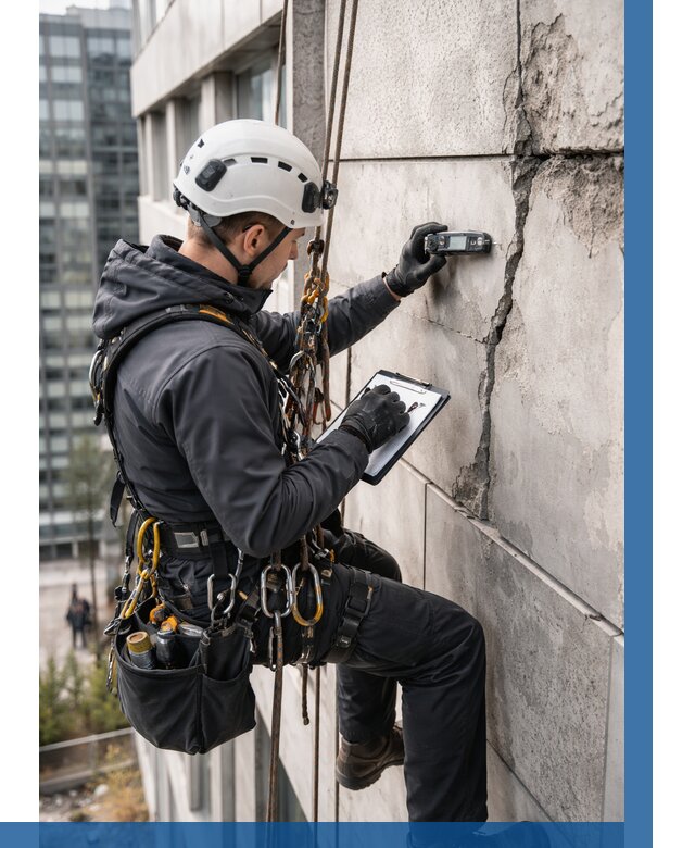 Обследование фасада альпинистами в Ижевске от 125 р. | ВЫСОТНИК-Жвс