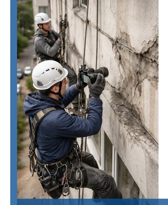 Фотофиксация дефектов фасада с высотной съемкой в Ижевске