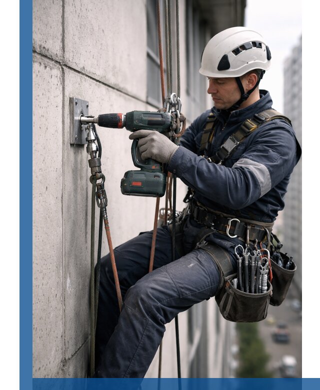 Установка анкерных точек для высотных работ в Ижевске